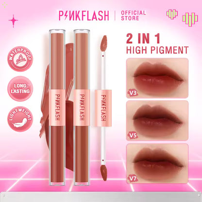 PINKFLASH 2en1 ✨ LABIAL LÍQUIDO DE TERCIOPELO | DOBLE IMPACTO DE COLOR ✨